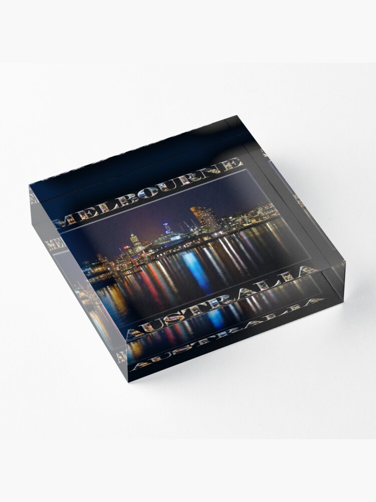 Alternate view of Harbour Lights (poster edition on black) Acrylic Block