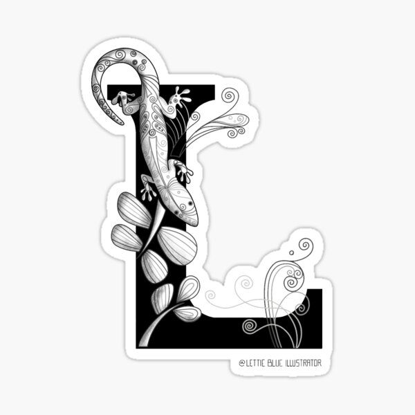 Black and White Lizard Sticker