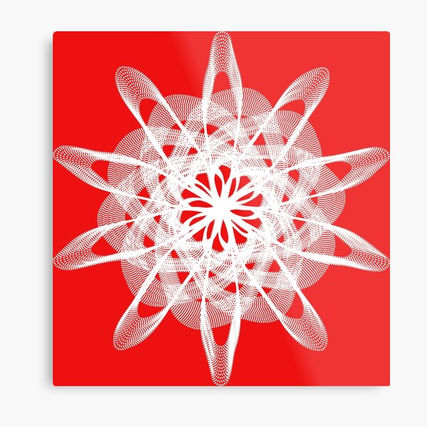 Spirograph Red White Metal Print