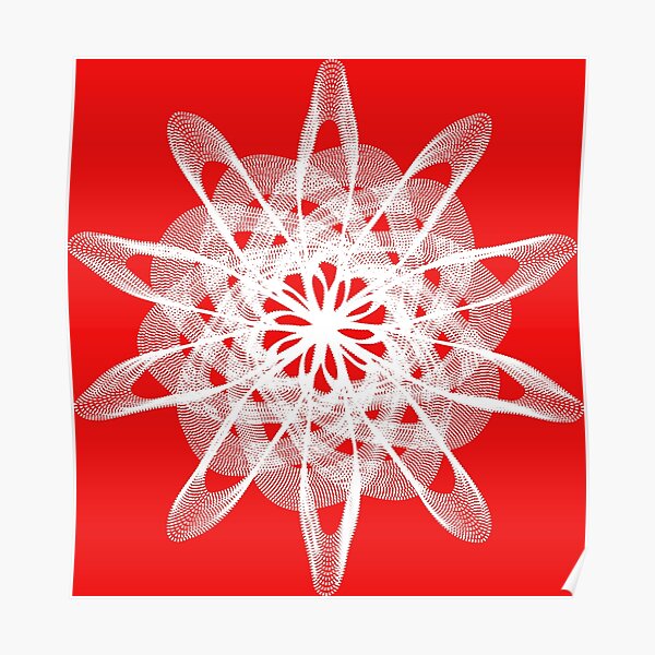 Spirograph Red White Poster