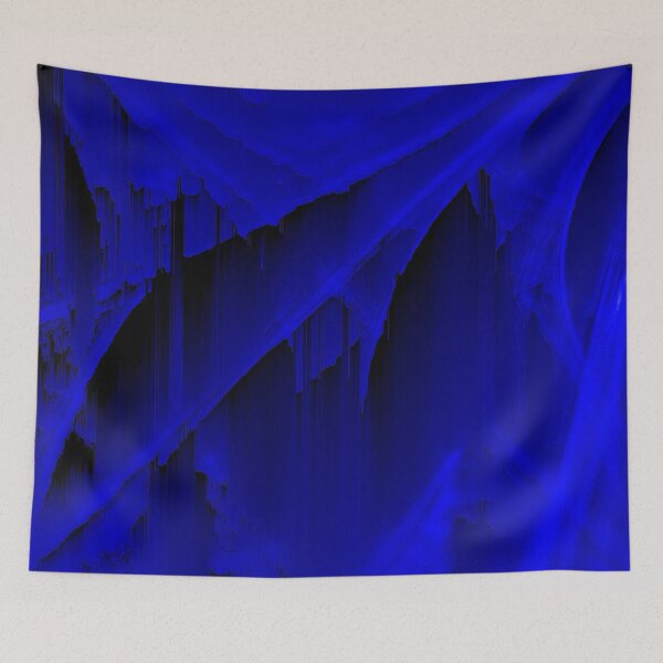 Item preview, Dark Blue Distorted Glitch Waves - Glitch Art Print designed and sold by burning.