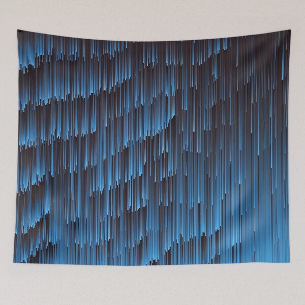 Item preview, Blue Digital Glitch Rain - Glitch Art Print designed and sold by burning.