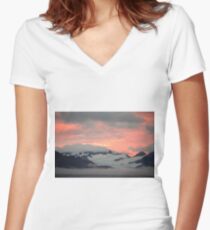 Sunset over South Georgia Women's Fitted V-Neck T-Shirt