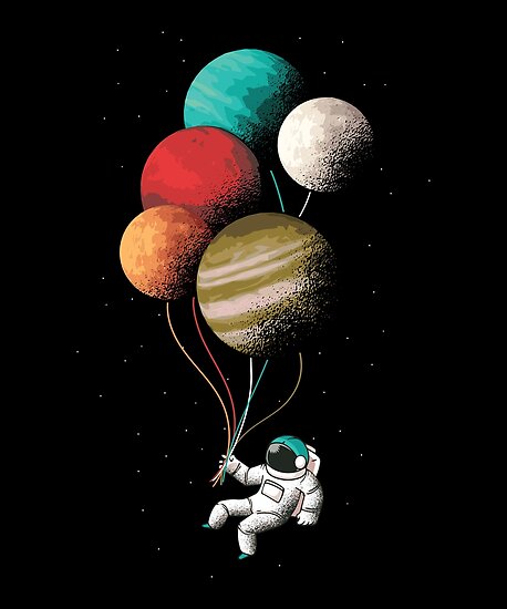 Póster «Astronauta con planetas de globos» de Rikitchi10 | Redbubble