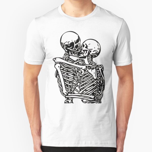 Kissing skeletons rib cage Slim Fit T-Shirt