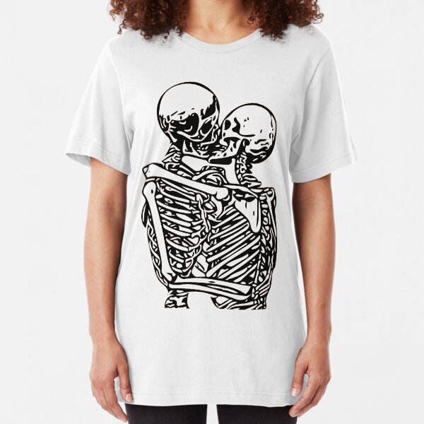 Kissing skeletons rib cage Slim Fit T-Shirt