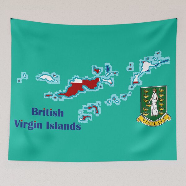 Item preview, British Virgin Islands BVI Map with Flag designed and sold by Havocgirl.