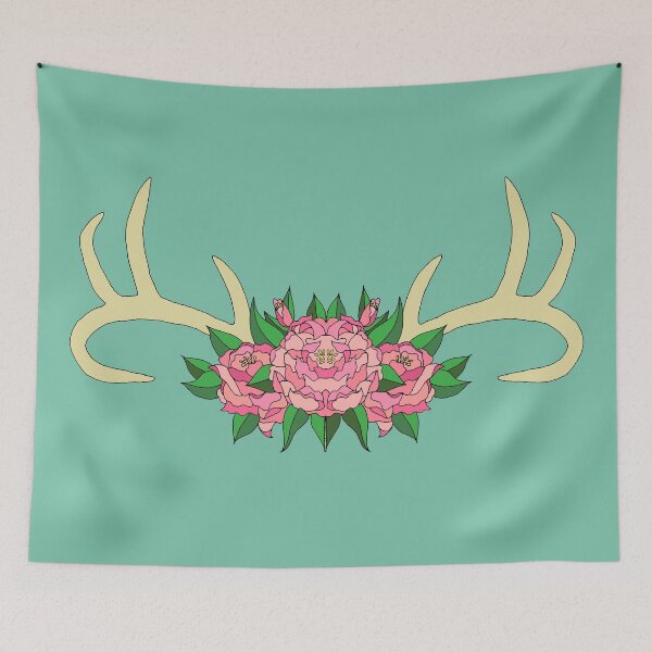 Item preview, Antlers with Peonies designed and sold by LegendOfZeldy.