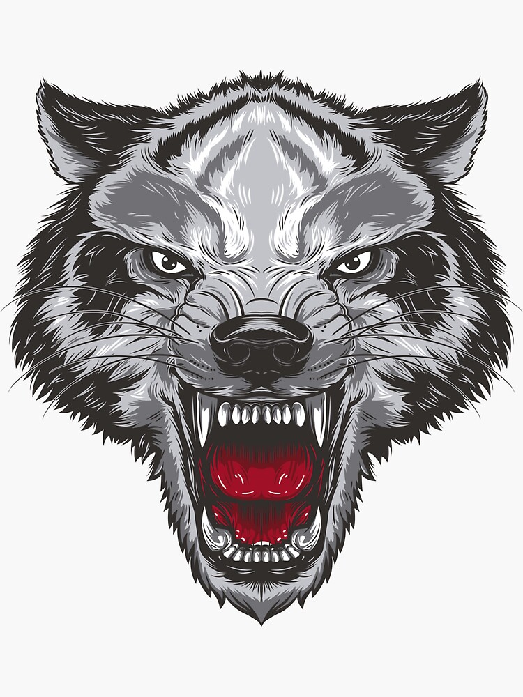 "Angry Wolf Face" Sticker for Sale by Yeniskel Ortega Soto Redbubble