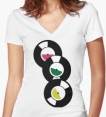 Records Women's Fitted V-Neck T-Shirt