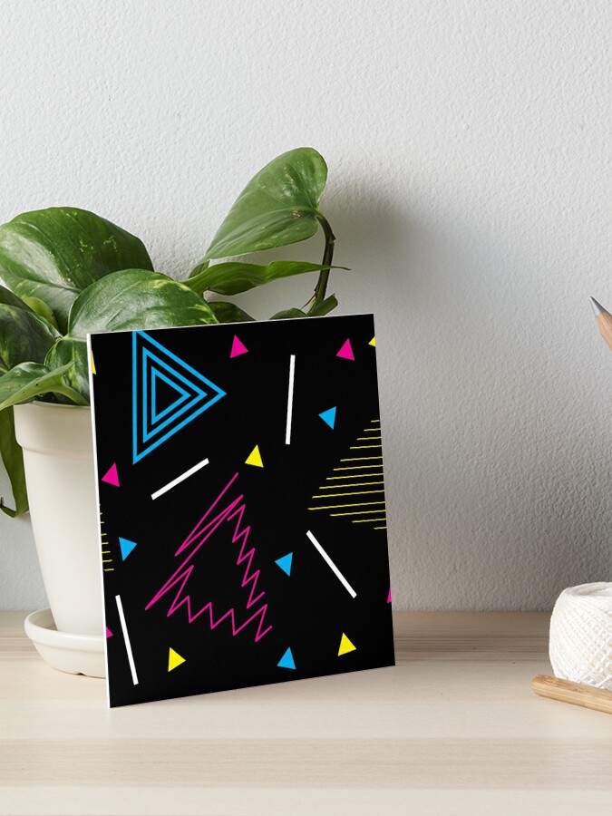 90's 80's Vintage Neon Triangle Pattern | Art Board Print