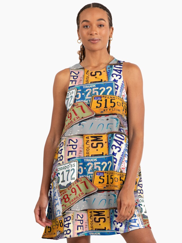 License Plate Poster" A-Line Dress for Sale by tvlgoddess | Redbubble