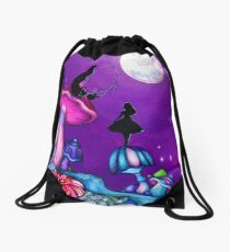 Alice in Wonderland and Caterpillar Drawstring Bag
