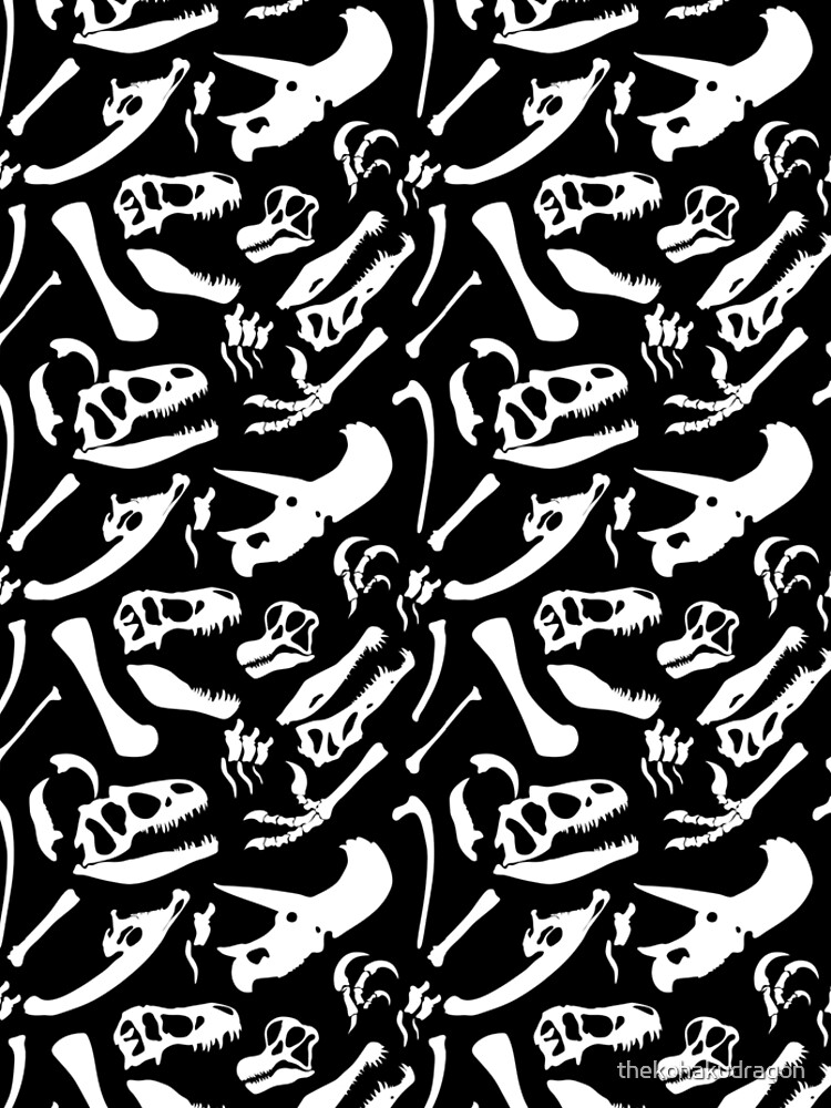 Dinosaur Bones (Black and White) by thekohakudragon