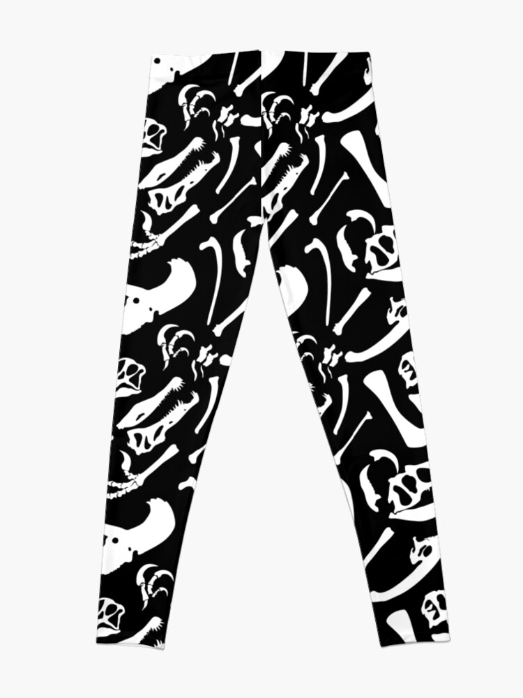Alternate view of Dinosaur Bones (Black and White) Leggings