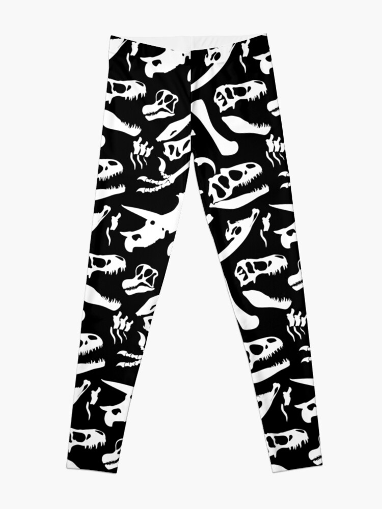 Alternate view of Dinosaur Bones (Black and White) Leggings