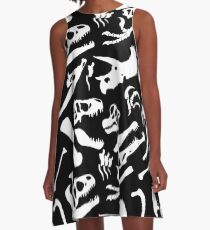 Dinosaur Bones (Black) A-Line Dress