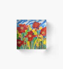 Red Poppies #1 Belize Acrylic Block