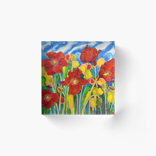 Red Poppies #1 Belize Acrylic Block