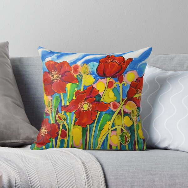 Red Poppies #1 Belize Throw Pillow