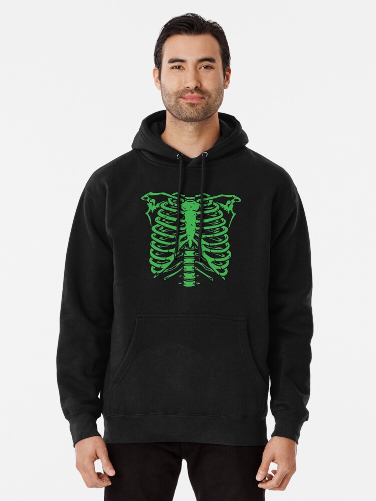 Spooky Ribcage Skeleton Neon Green Pullover Hoodie for Sale by RetroGear Redbubble