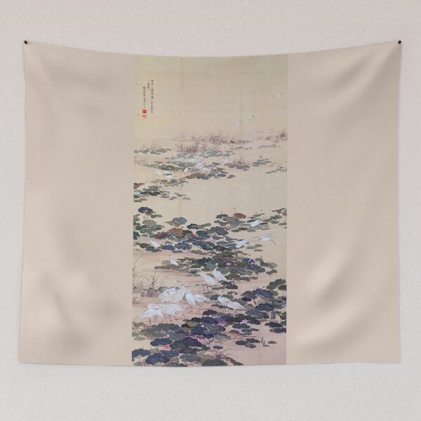 Item preview, Egrets in a Lotus Pond (Restored Japanese Artwork) designed and sold by PromoteProgress.