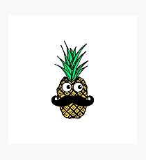 Funny Tropical Pineapple with Googly Eyes Mustache Photographic Print