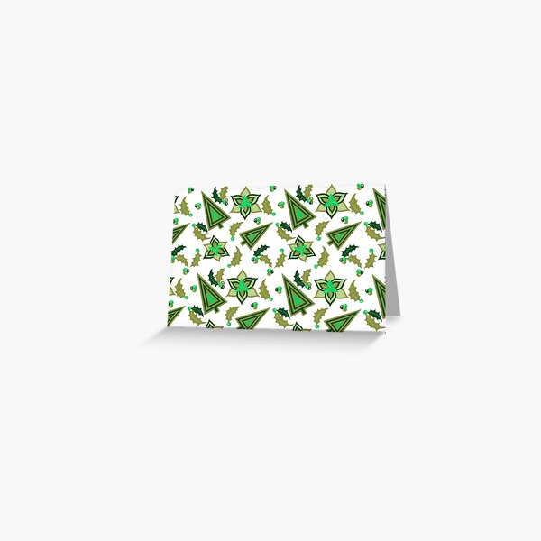 Holiday Retro Vintage Pattern In Greens Greeting Card