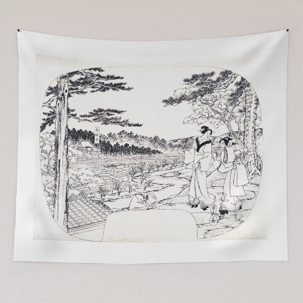 Item preview, Two Women Admiring the Sights from a Vantage Point Overlooking the Zenpukuji Temple (Restored Japanese Artwork) designed and sold by PromoteProgress.