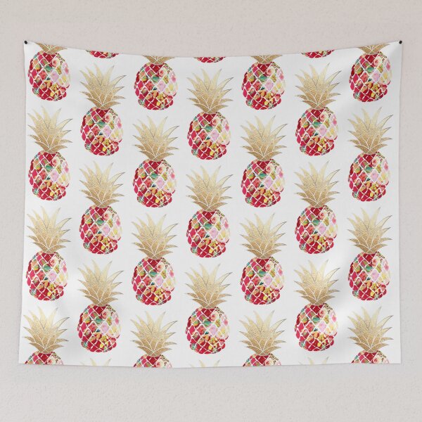 Item preview, Aloha pineapple, red + faux gold designed and sold by PixDezines.