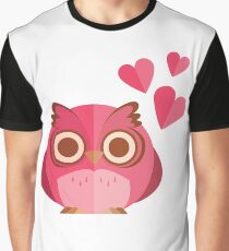 Cute Pink Valentines owl Graphic T-Shirt