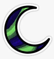 Navy and Green Crescent Moon Sticker