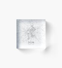 Radom, Poland Light Map Acrylic Block