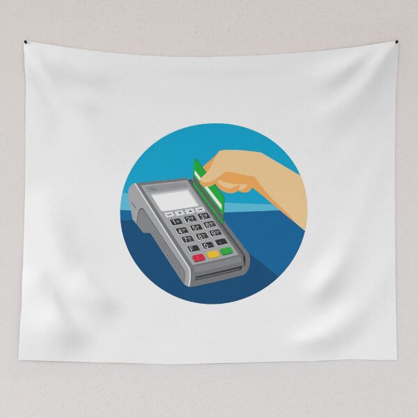 Item preview, Hand Swiping Credit Card on POS Terminal Retro designed and sold by patrimonio.