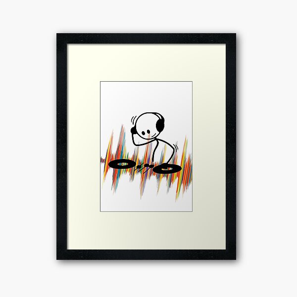 Vista previa del artículo con la obra «Stick figure DJ - Musicwaves», diseñado y vendido por DerNerd.