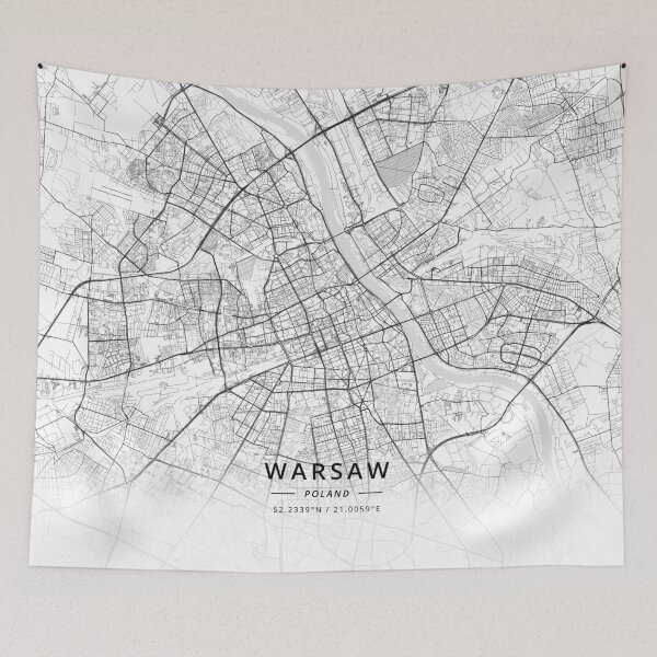 Aperçu de l'œuvre Warsaw, Poland Light Map créée et vendue par DesignerMapArt.