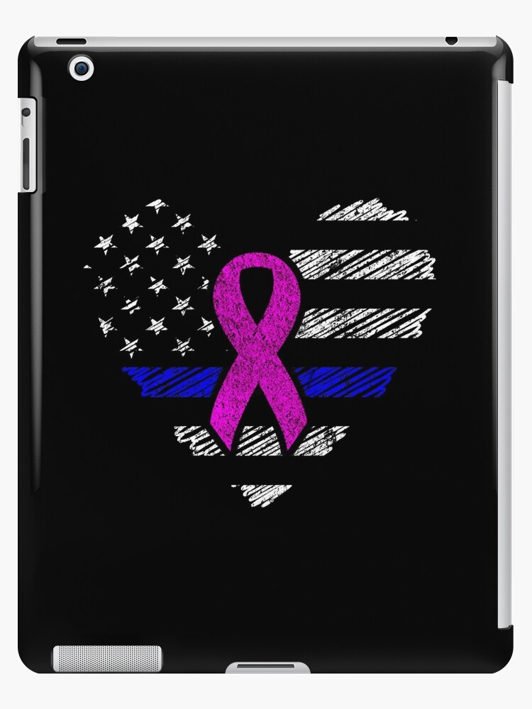 Thin Blue Line Flag And Pink Breast Cancer Ribbon T Police Ipad