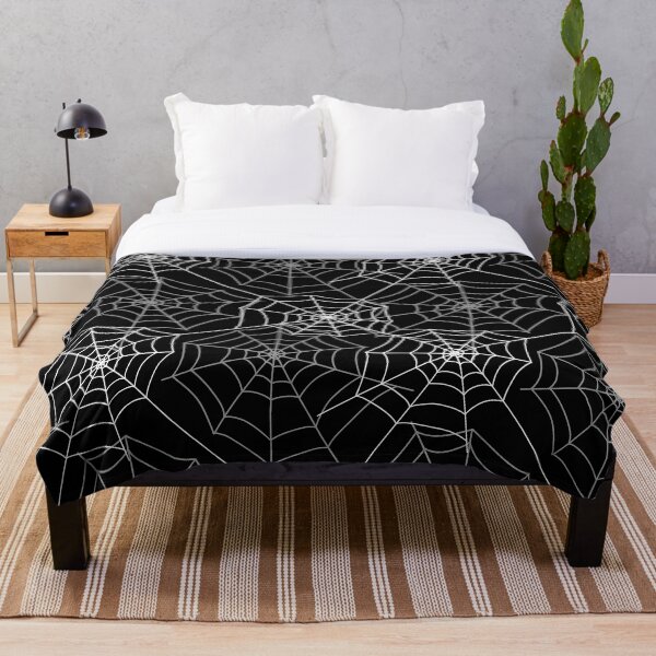 Spider cobweb spiderweb Halloween goth pattern HD HIGH QUALITY online store Throw Blanket