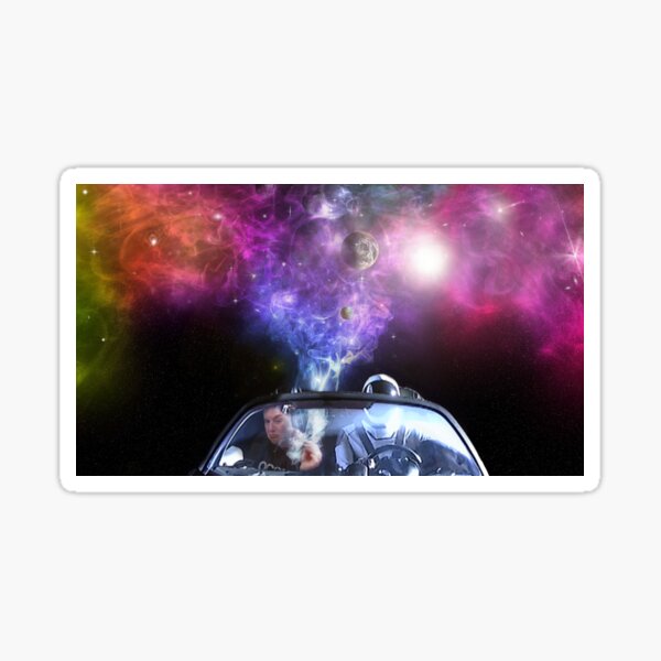 Item preview, Elon Musk smoking space weed on his tesla roadster designed and sold by BlackSendok.
