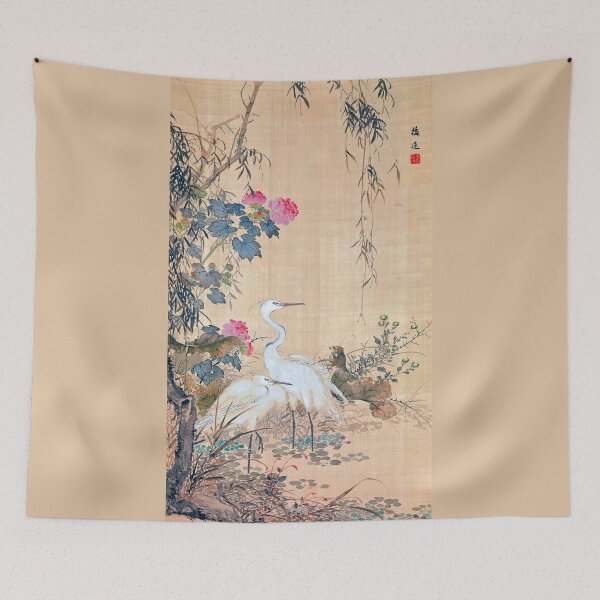 Item preview, Egrets, Peonies, and Willows (Restored Japanese Artwork) designed and sold by PromoteProgress.