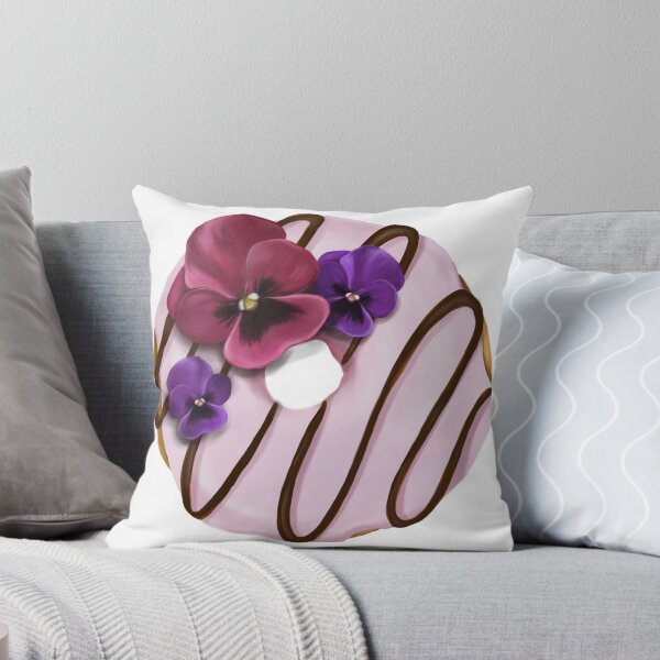 Item preview, Pansy Floral Chocolate Striped Pink Donut designed and sold by Lauren Heuer.