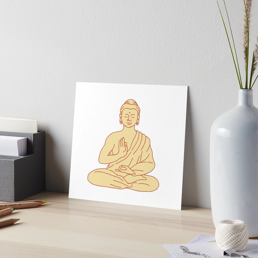 Handmade Religious Art Of Lord Buddha Painting On Silk For Wall Hanging  7x9