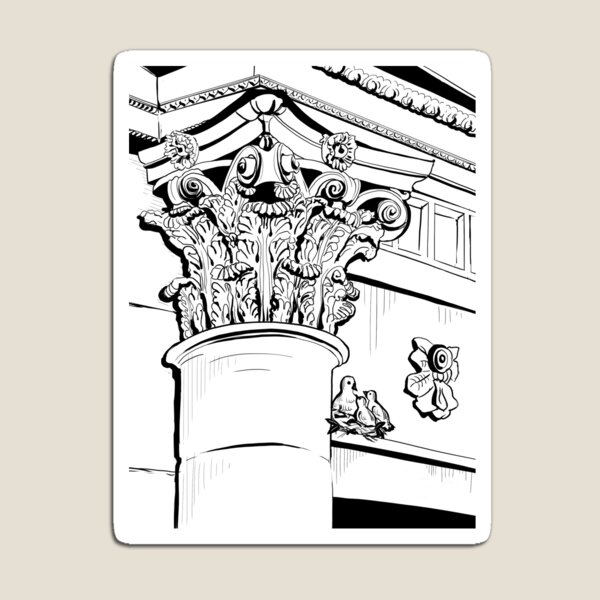 Architecture - Corinthian Order and Birds Magnet