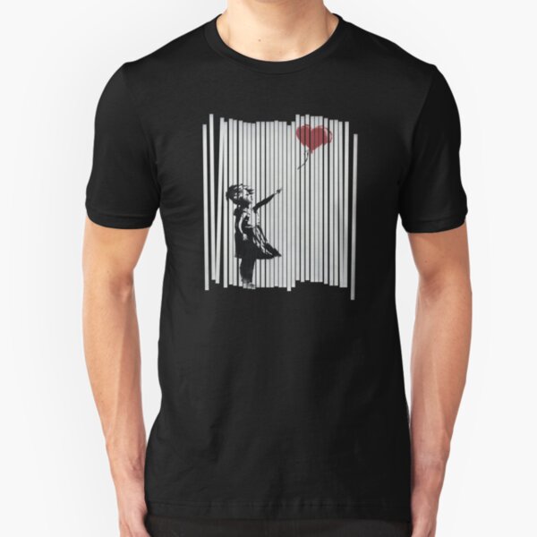 Hey! I Fixed It! Banksy Shredded Balloon Girl Slim Fit T-Shirt