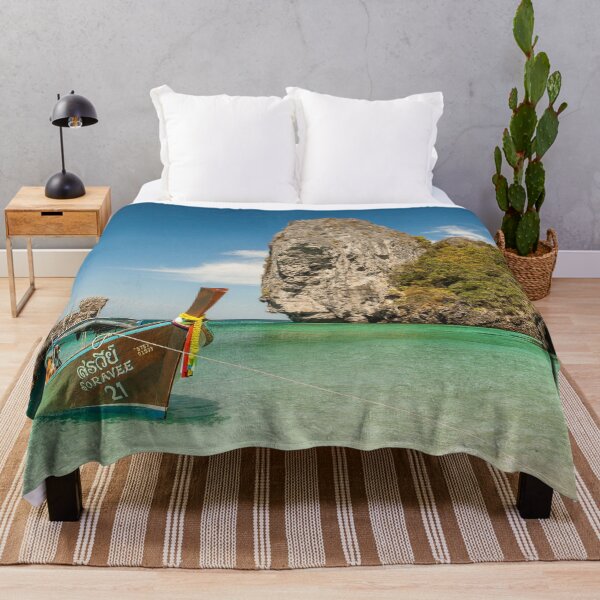 Item preview, Island Beach Lagoon Boat Ocean Photo designed and sold by livianasgifts.