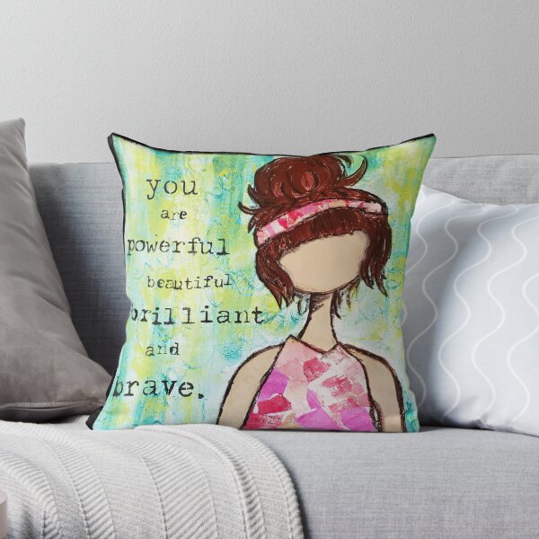 Brilliant and Brave Girl Throw Pillow