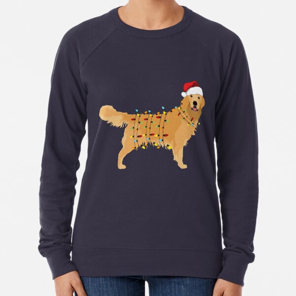 Golden Retriever Holiday Christmas Light Lightweight Sweatshirt