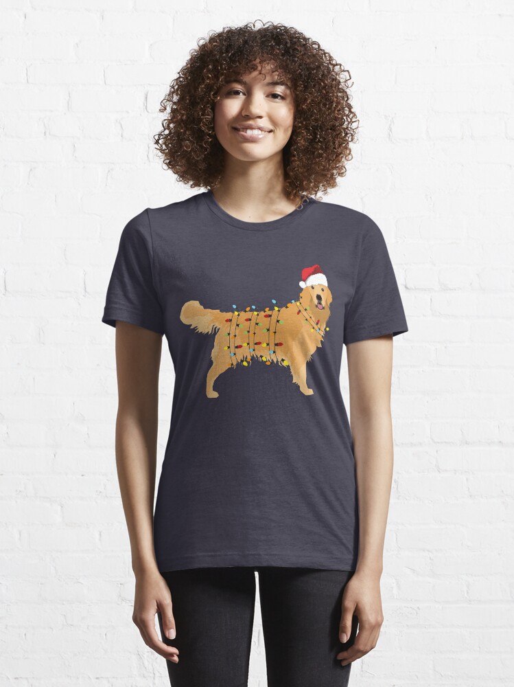 Alternate view of Golden Retriever Holiday Christmas Light Essential T-Shirt