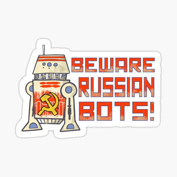 Vista previa del artículo con la obra «¡Cuidado con los bots rusos!», diseñado y vendido por 1138.