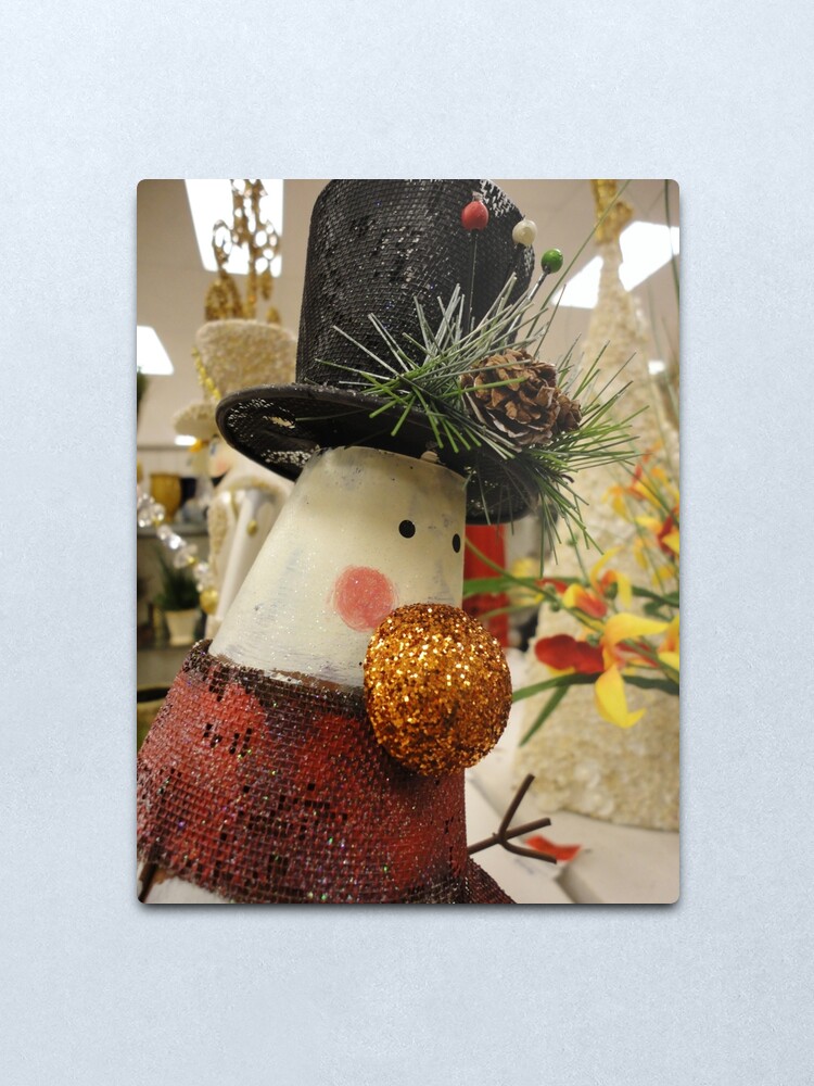 Alternate view of Snowman's Shiny Nose Metal Print